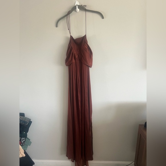Anthropologie Brown Maxi halter Dress size XL - Picture 5 of 11